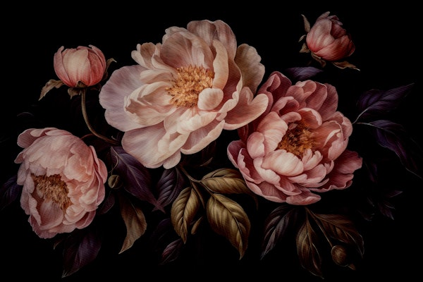 Moody Opulent Peonies Baroque Garden 1