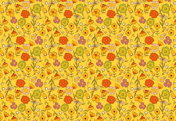 70s Floral Bouquet Yellow