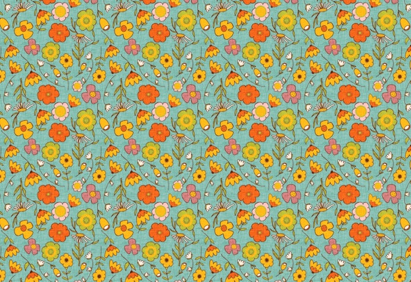 70S Floral Bouquet Blue