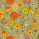 70s Retro Wildflowers Olive Green