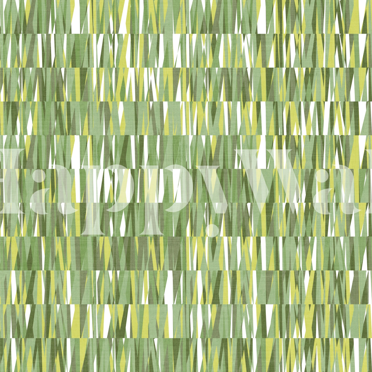 Green geometric patterned wallpaper with vertical stripes