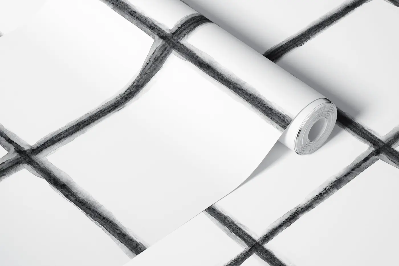 Watercolor Check in Grey wallpaper roll