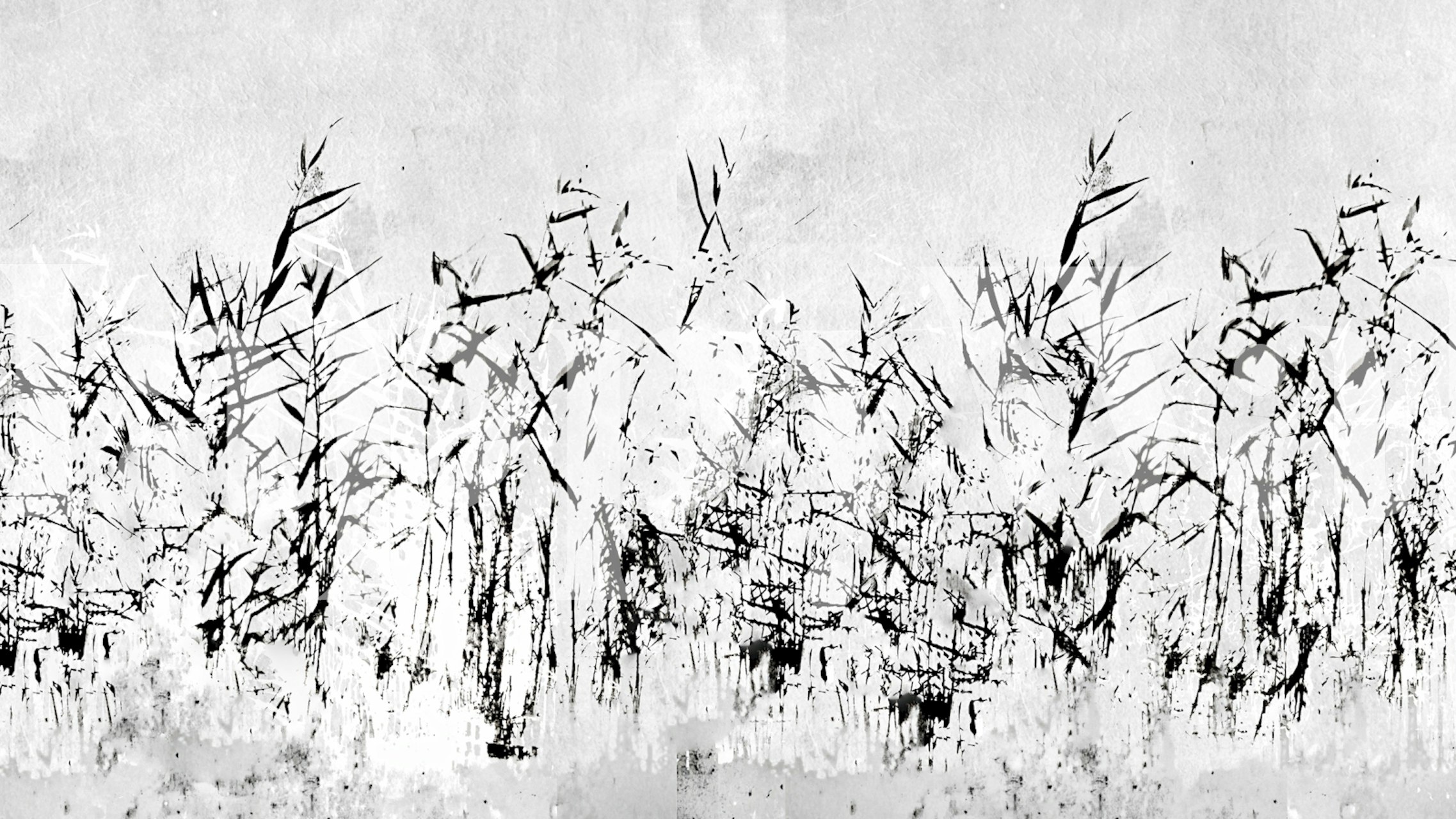 Japanese Landscape BW wallpaper in a room
