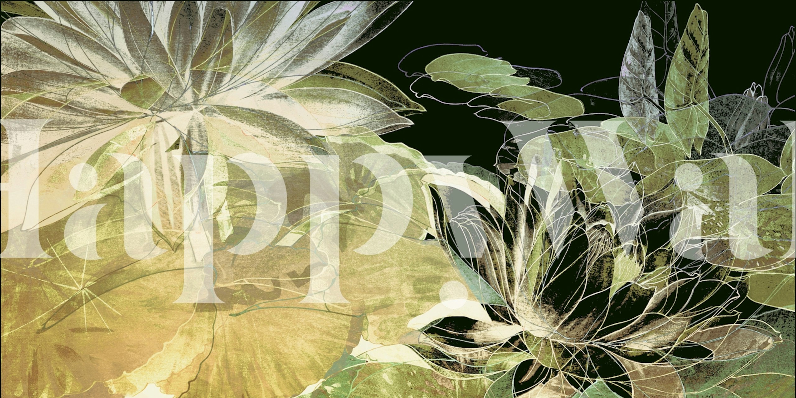 Green Lotus Lake behang in een kamer