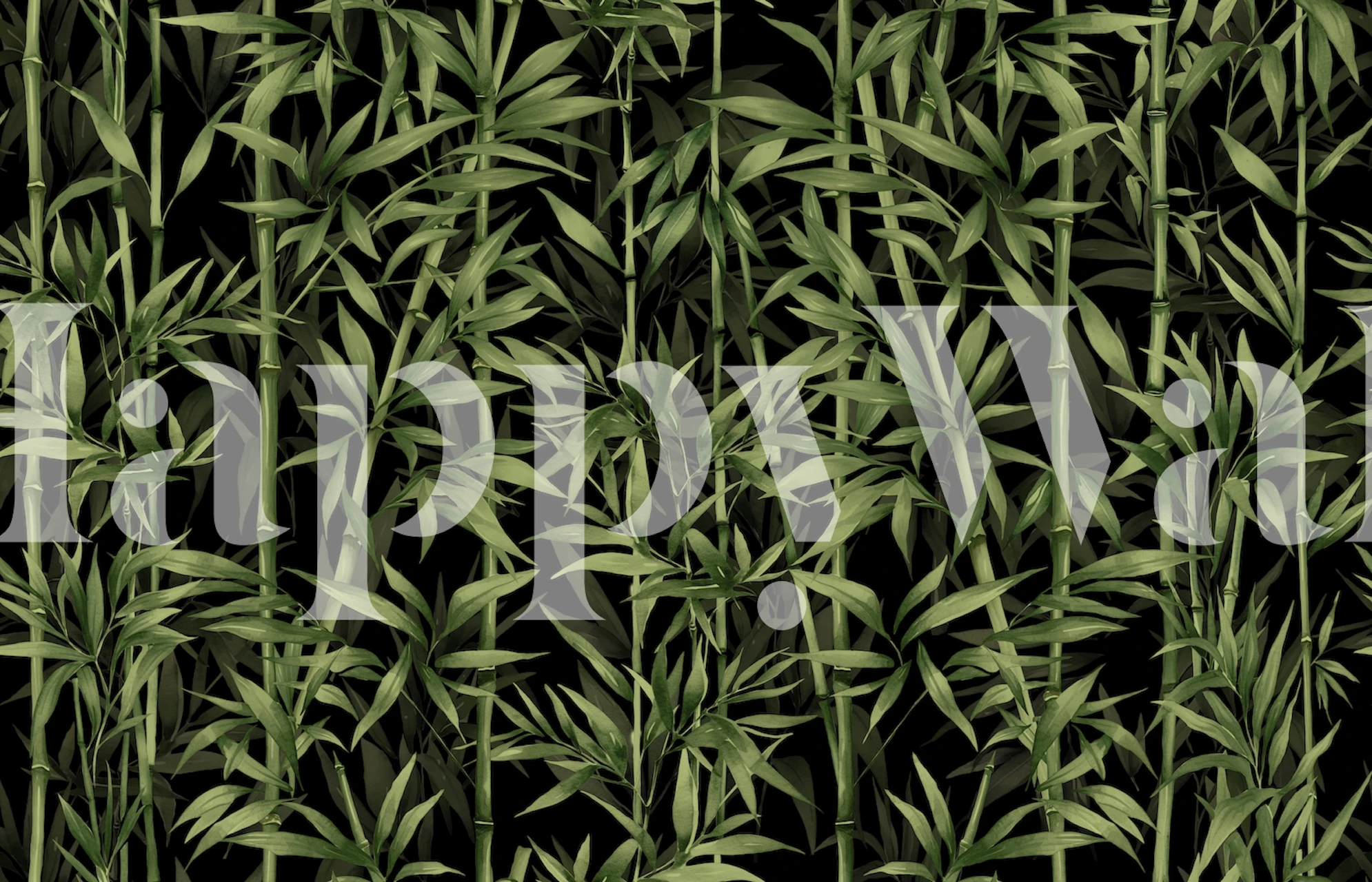 Green bamboo leaves on a dark background wallpaper
