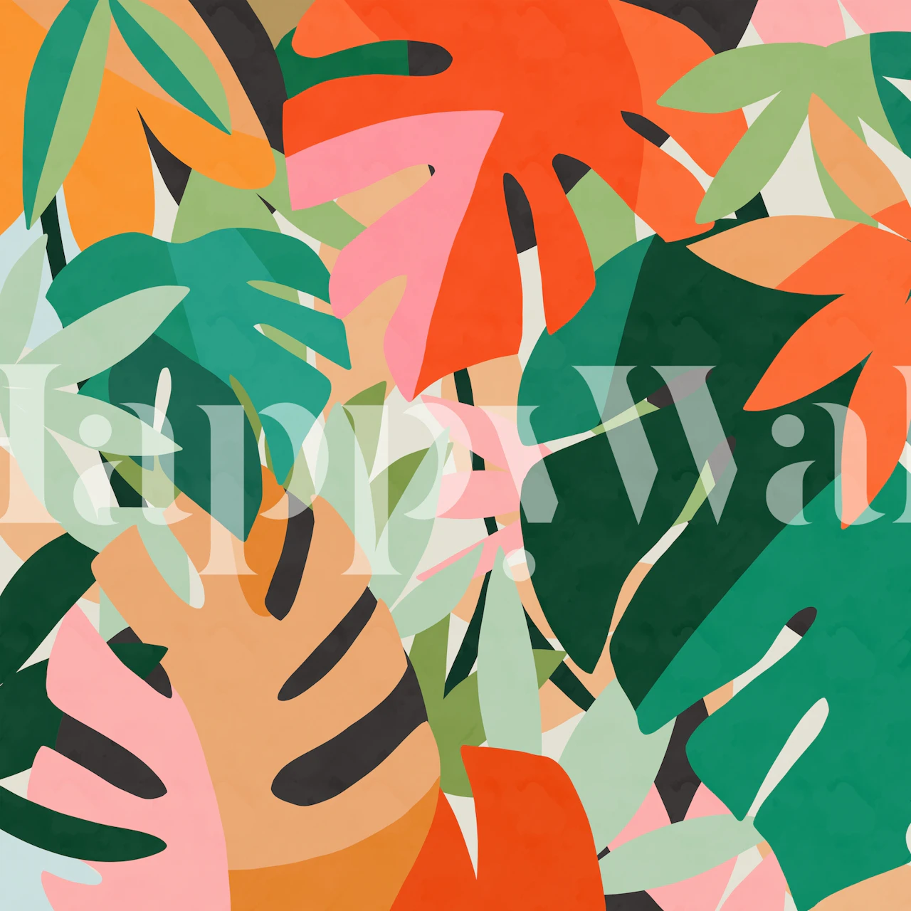 Tropical leaves wallpaper i et rum