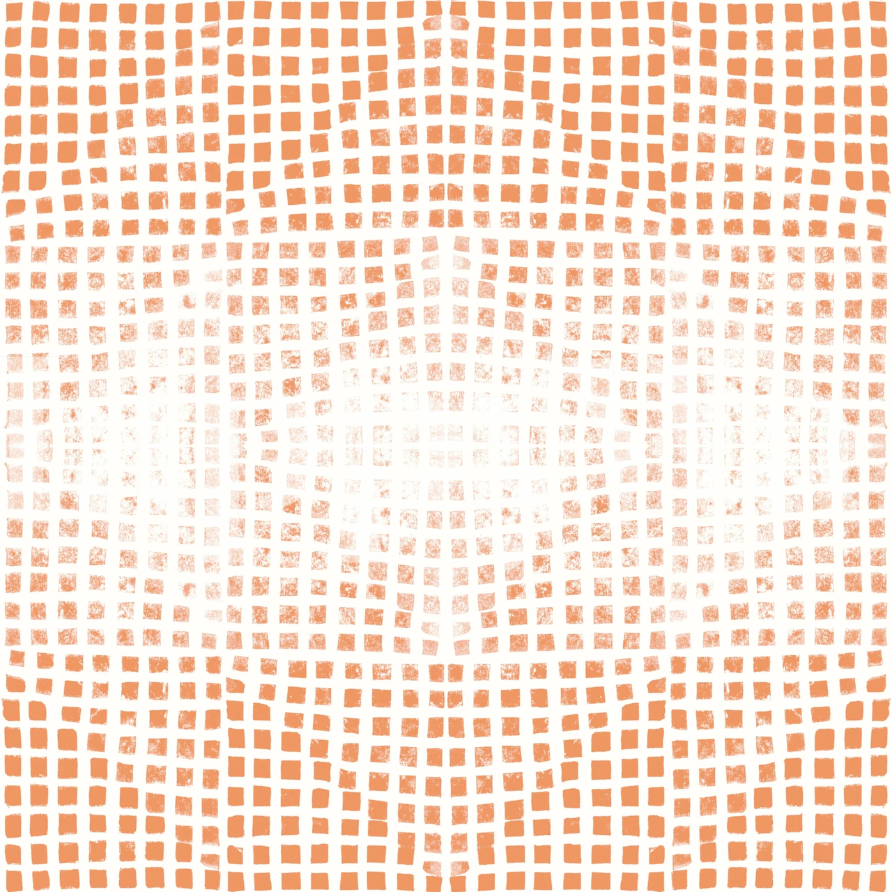 Godseye block print pattern in orange and white wallpaper
