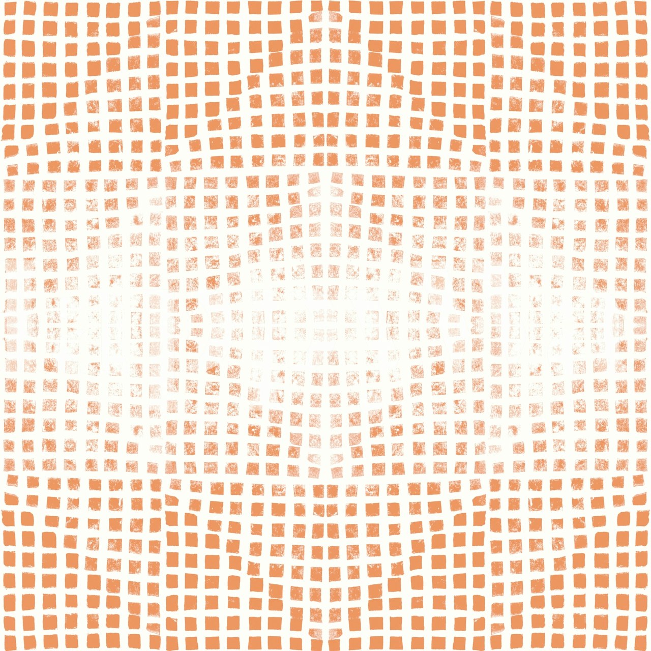 Godseye block print pattern in orange and white wallpaper