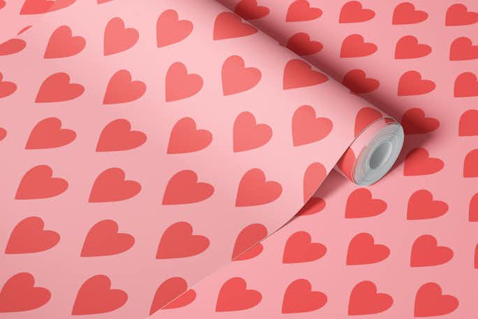 Hearts on pinkwallpaper roll
