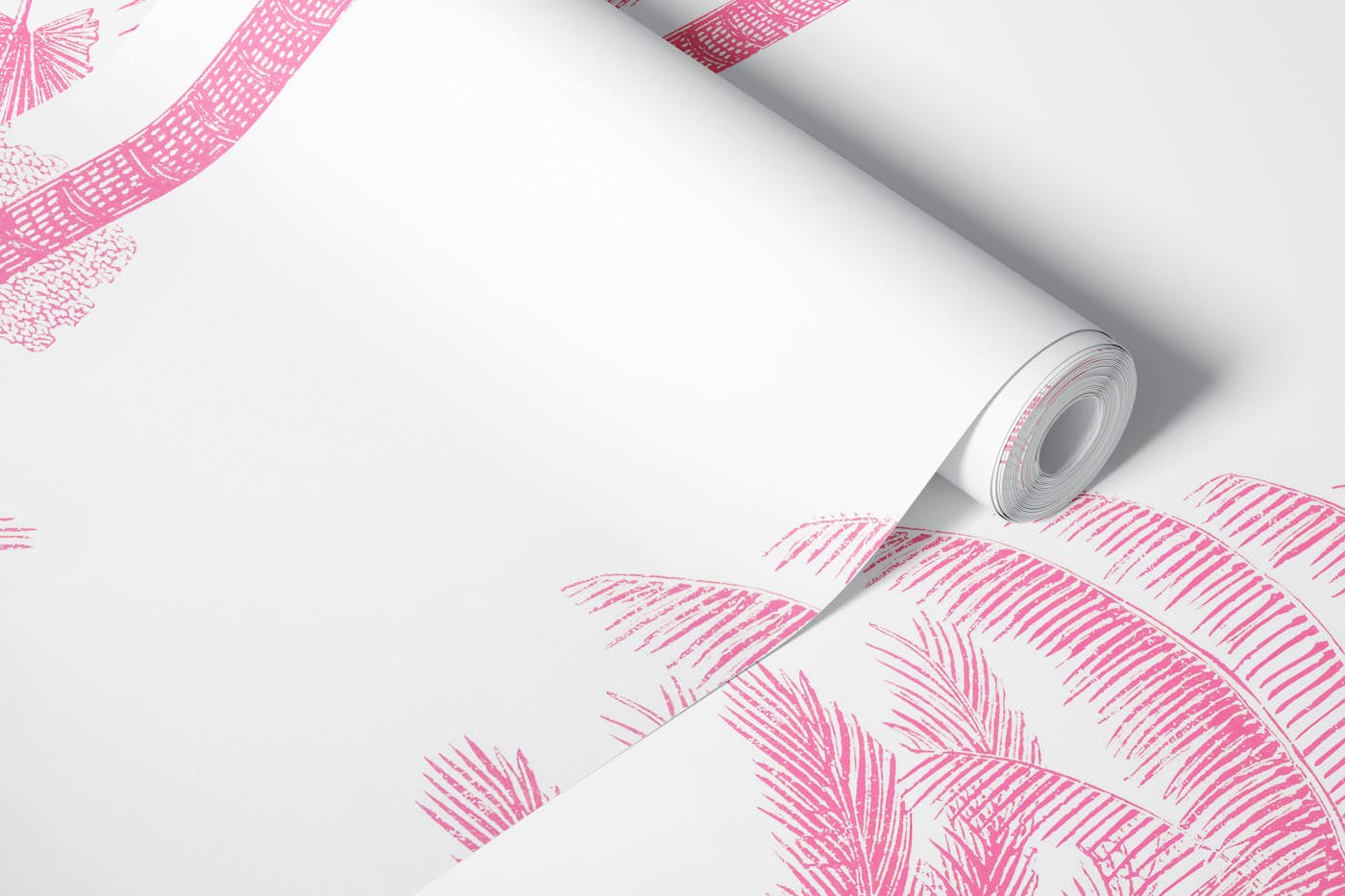 Pink vintage jungle wallpaper roll