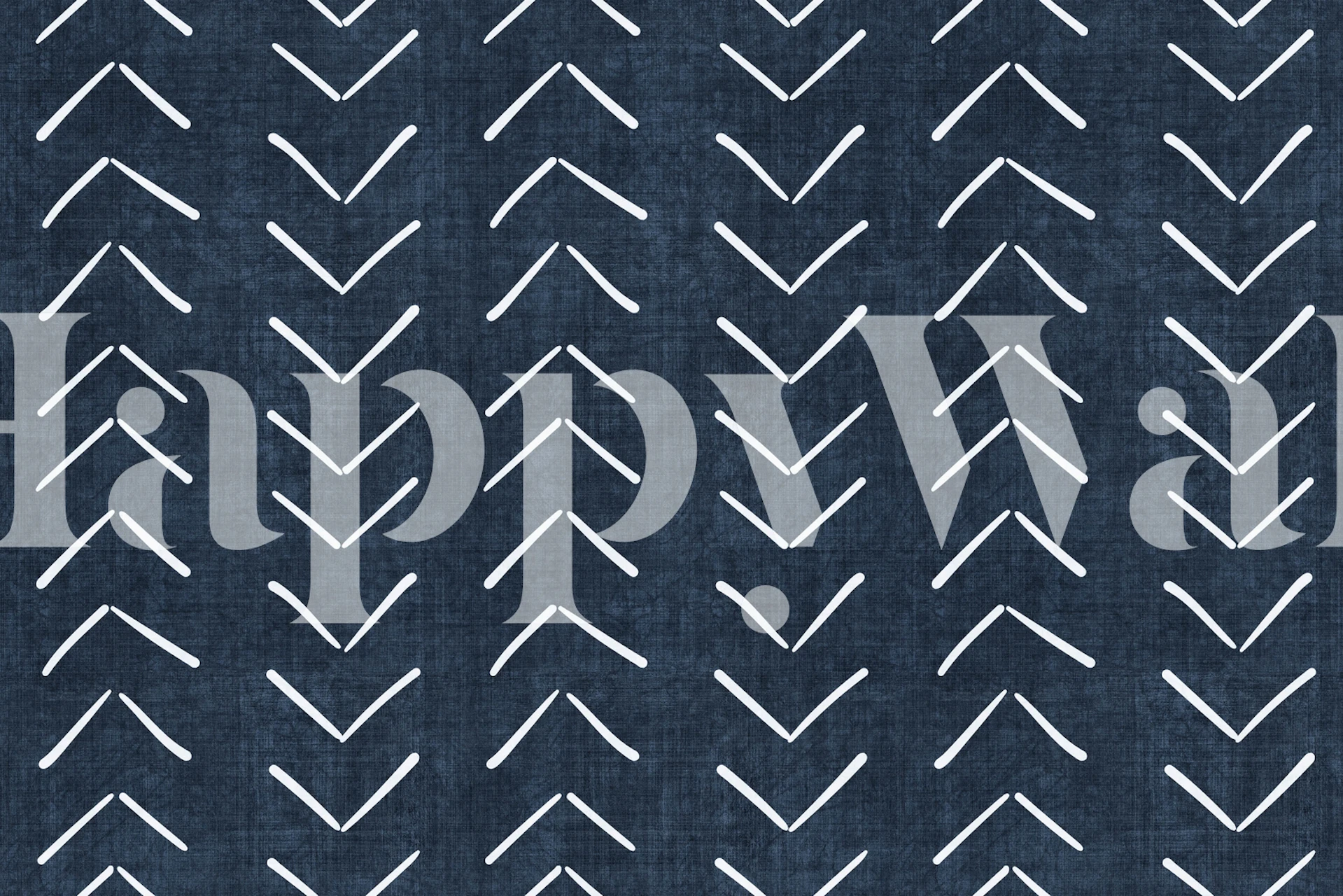 Marinblå tapet med stort pilmönster för modern inredning