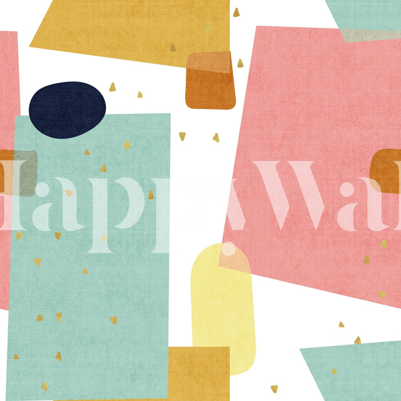 Pastel geometric shapes in pink, blue, yellow wallpaper