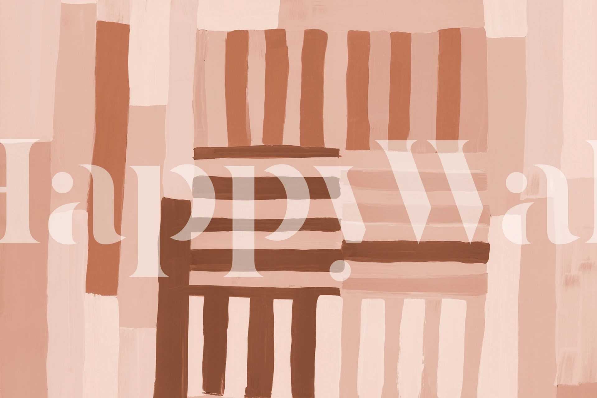 Geometric blush pink wallpaper with dark brown stripes