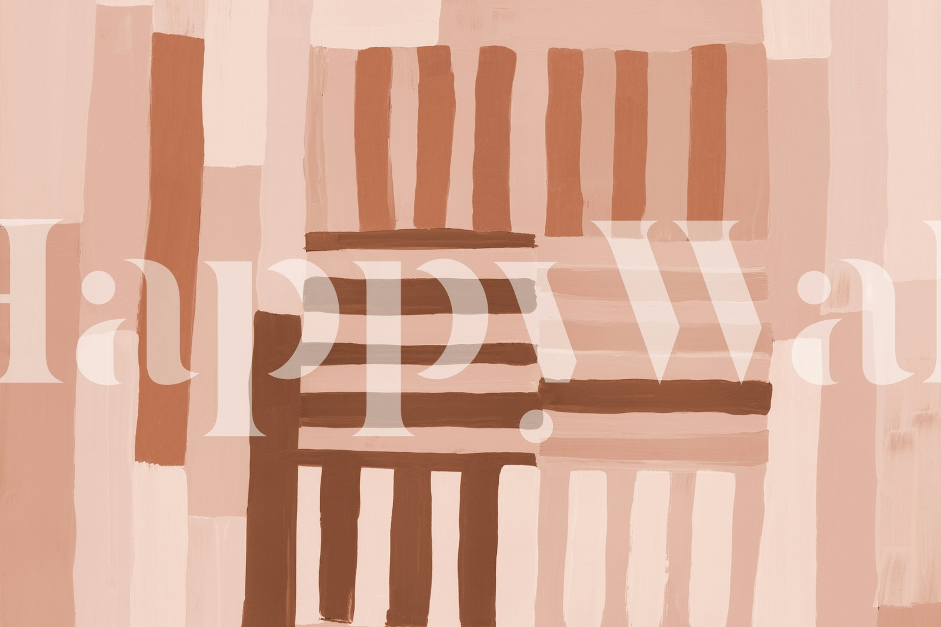 Geometric blush pink wallpaper with dark brown stripes