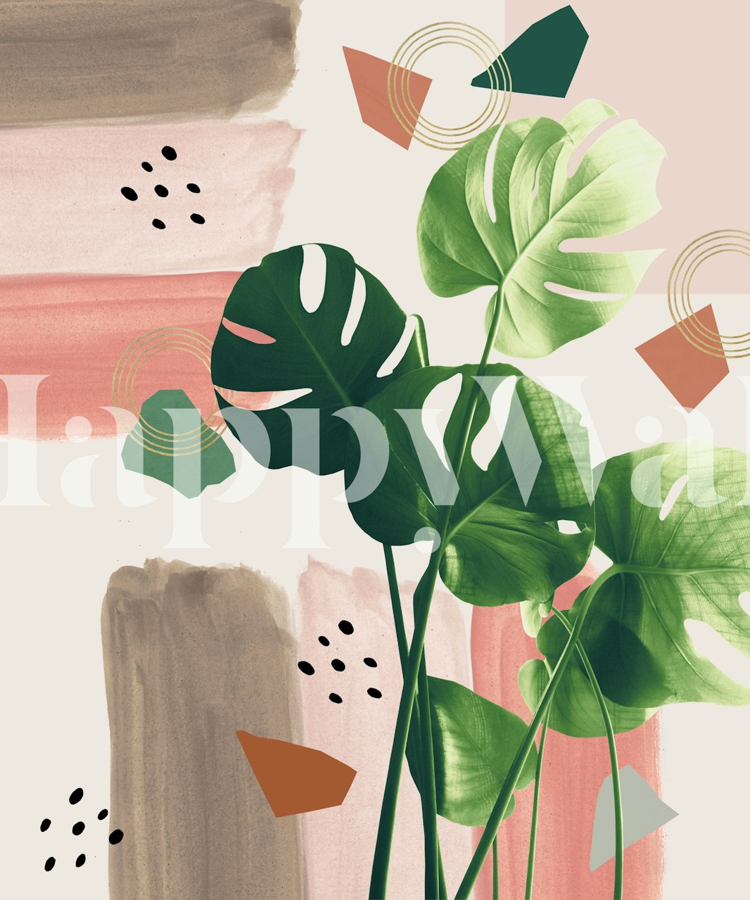 Monstera Summer Glam tapet i vardagsrummet