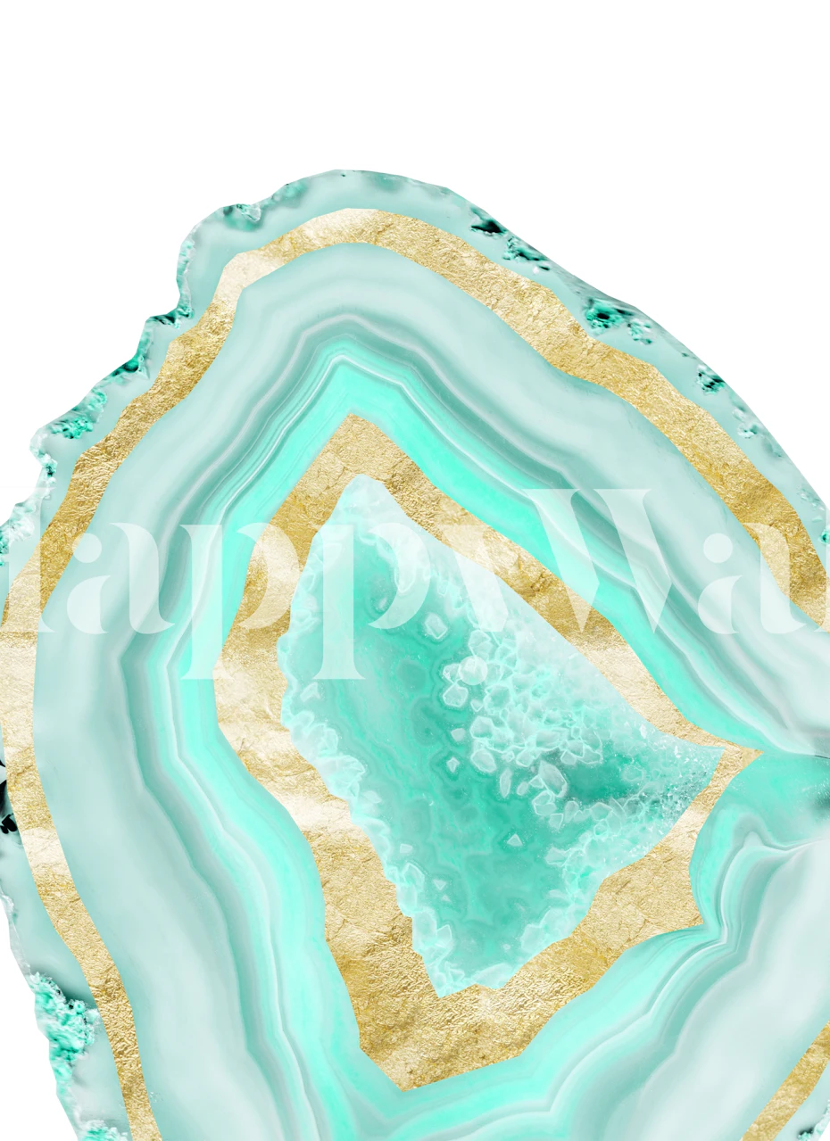 Teal and gold agate design wallpaper