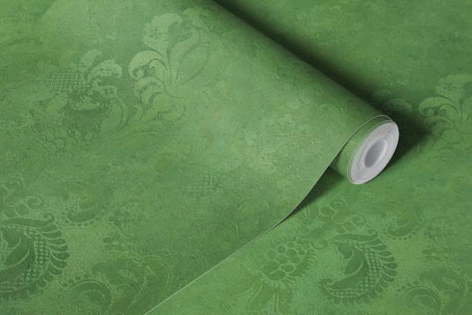 Grunge Damask Pattern Aplle Greenwallpaper roll