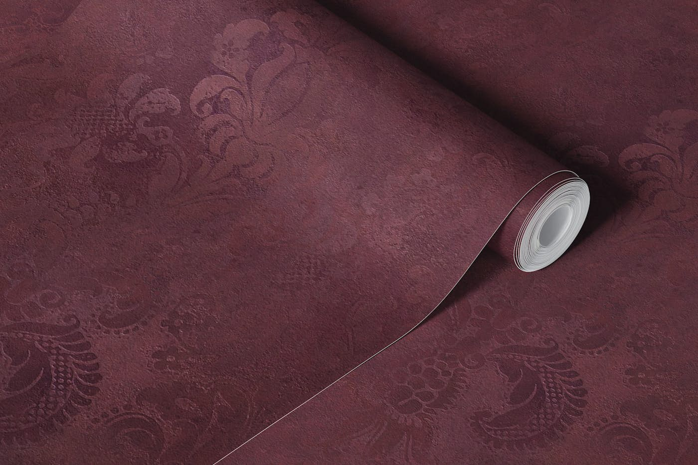 Grunge Damask Pattern Burgundy Red wallpaper roll