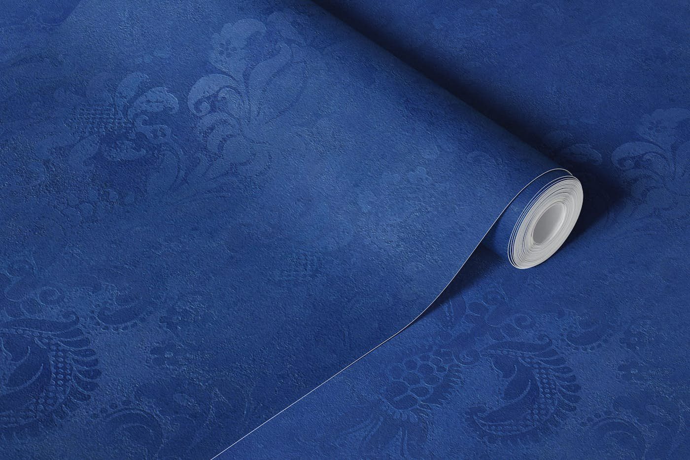 Grunge Damask Pattern Cobalt Blue wallpaper roll