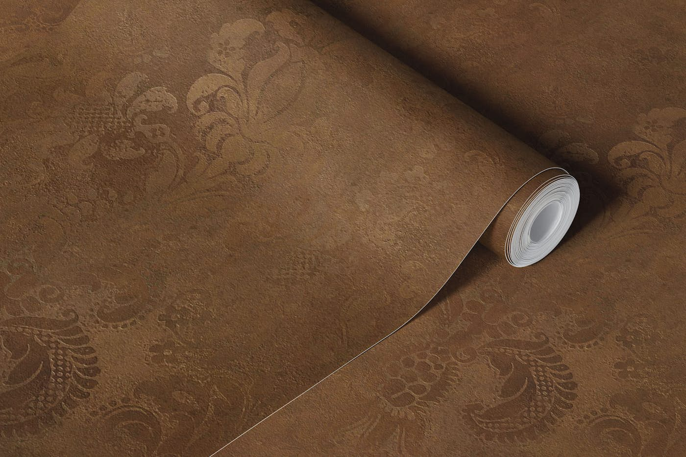 Grunge Damask Pattern Rust Brown wallpaper roll