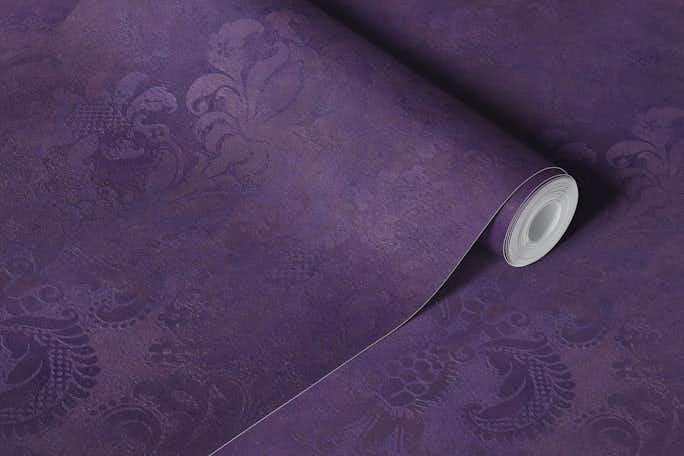 Grunge Damask Pattern Purplewallpaper roll