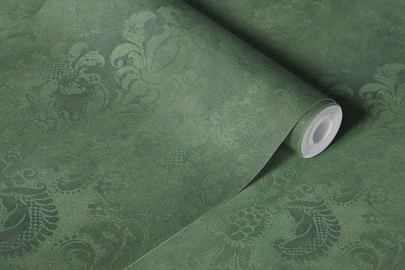 Grunge Damask Pattern Sage Green wallpaper roll