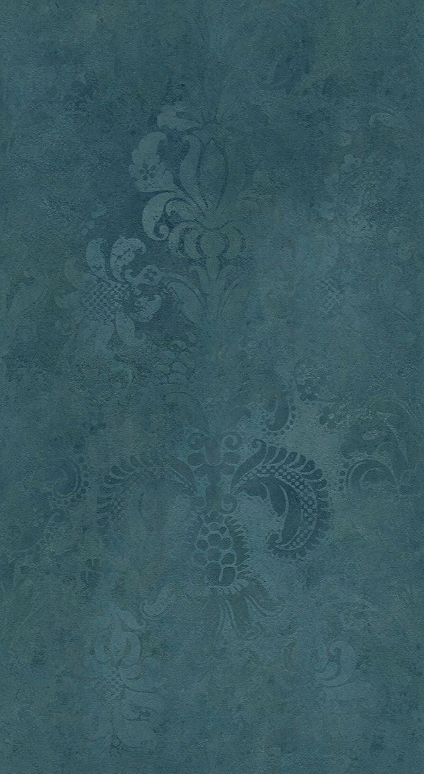 Grunge Damask Pattern Teal Blue