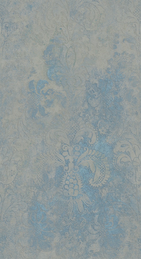 Grunge Damask Pattern Sage Sky Blue
