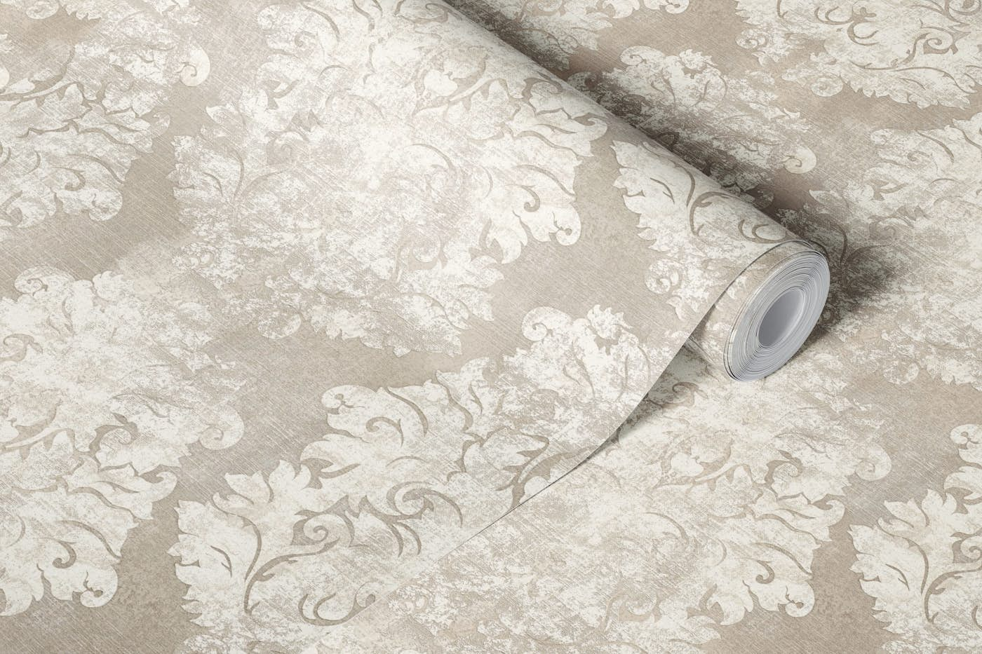 Antique Damask Pattern Beige wallpaper roll