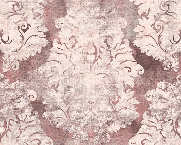 Antique Damask Pattern Dusty Pink Ivory