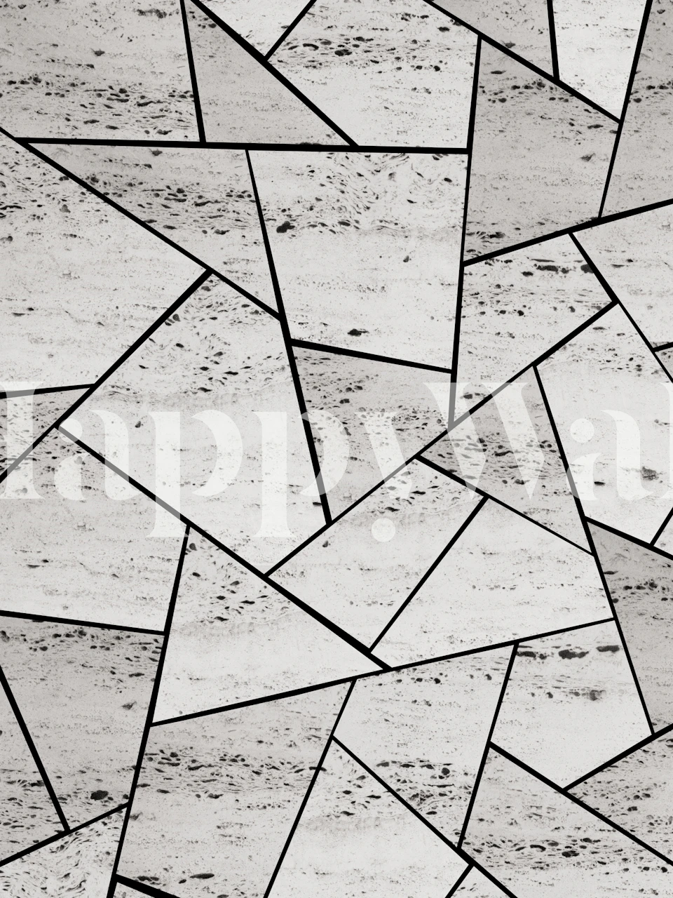 Concrete geometrisk tapet i ett rum