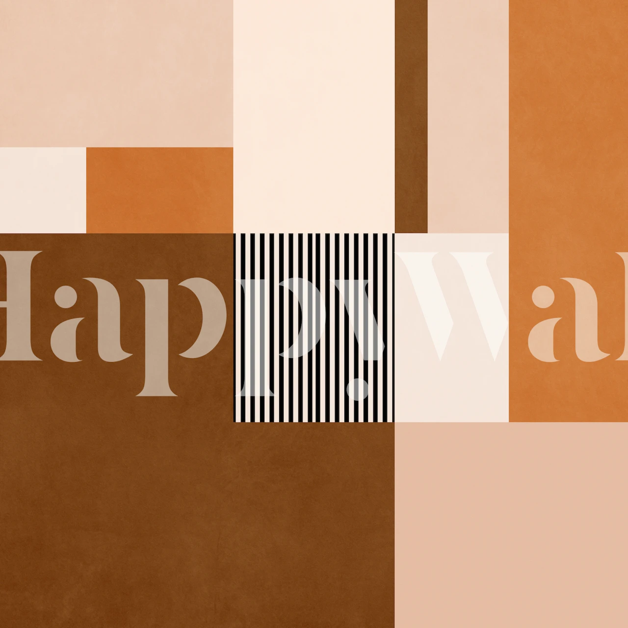 Brown and peach geometric shapes with stripes wallpaper