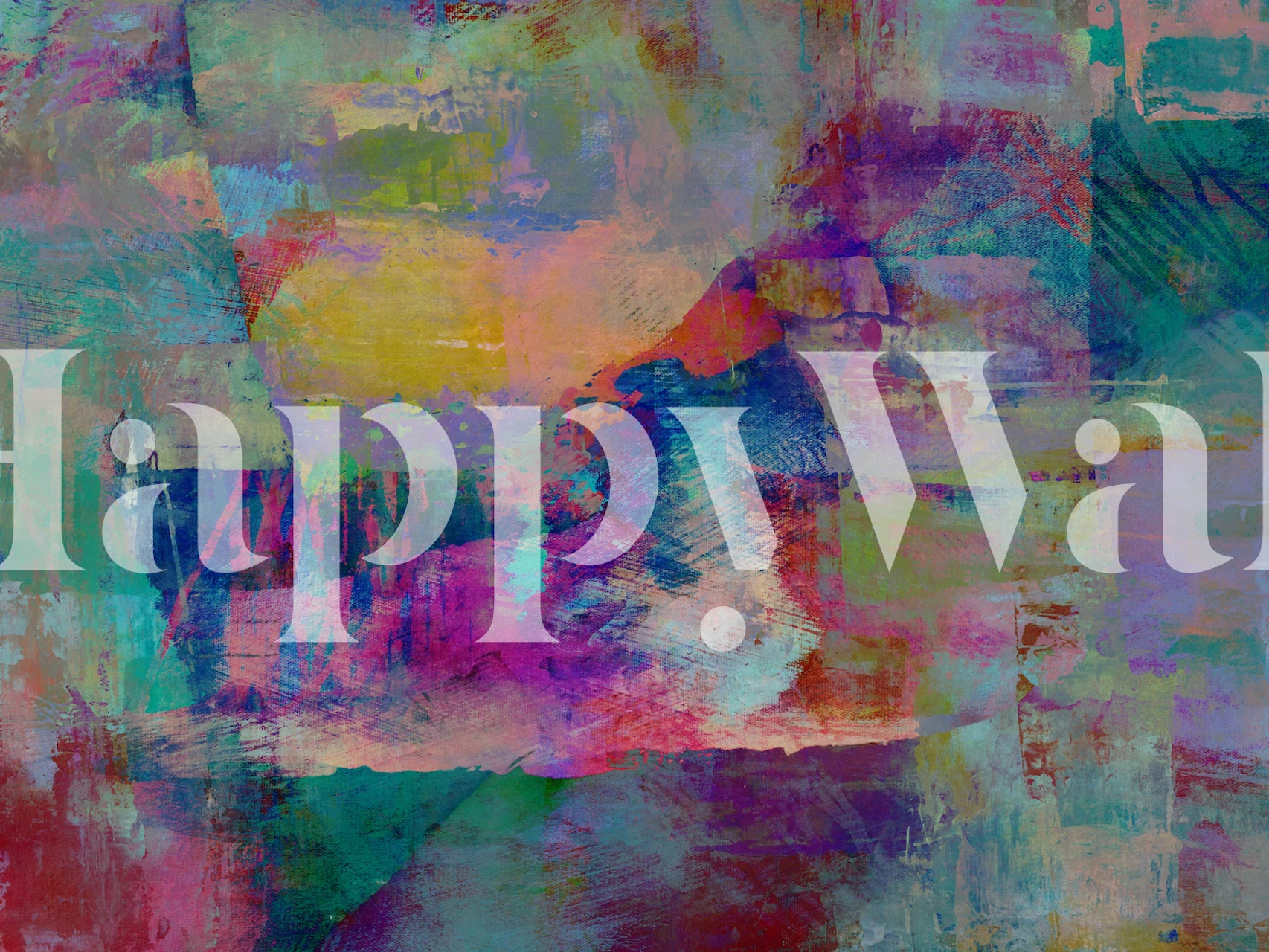 Rustic Abstract 7 In wall mural featuring a blend of turquoise, pink, and yellow textures