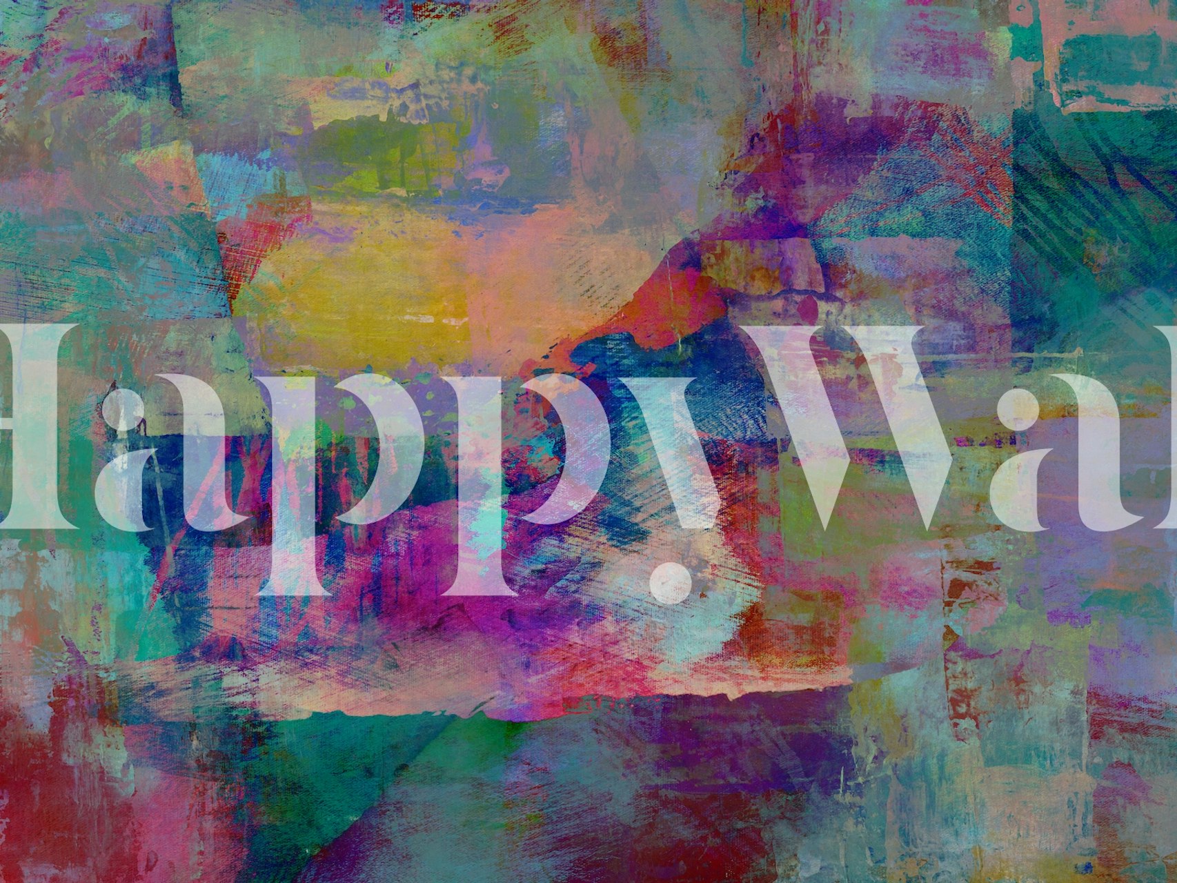 Rustic Abstract 7 In τοιχογραφία που περιέχει μείγμα από τουρκουάζ, ροζ και κίτρινες υφές