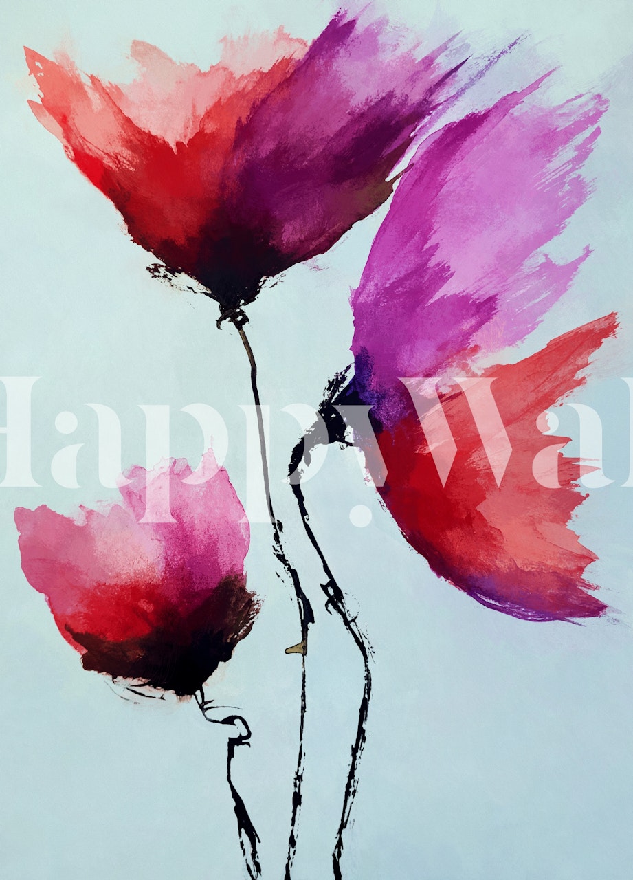 Fioral tapetdesign med färgglada blommor