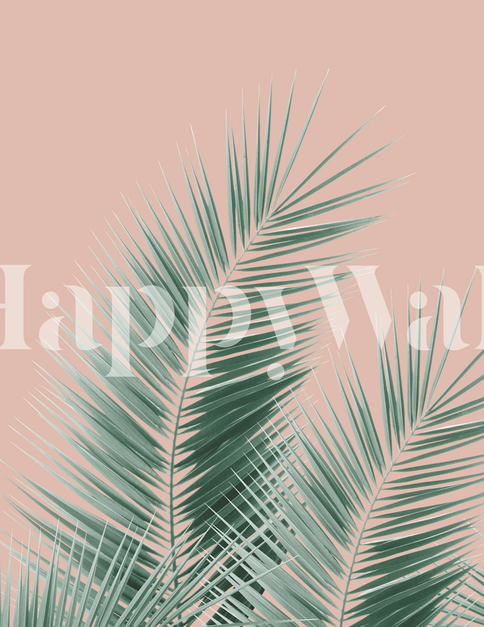 Soft Green Palm Leaves tapetti huoneessa