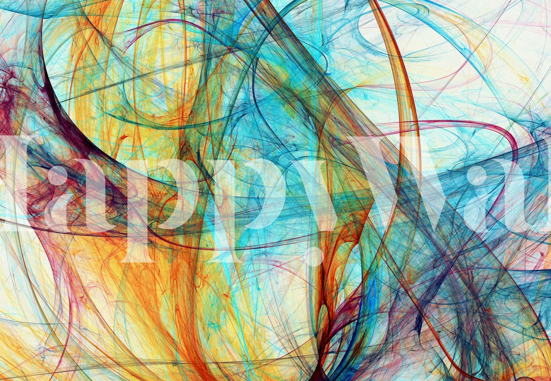 Colorful abstract fractal patterns in blue, orange, and red wallpaper