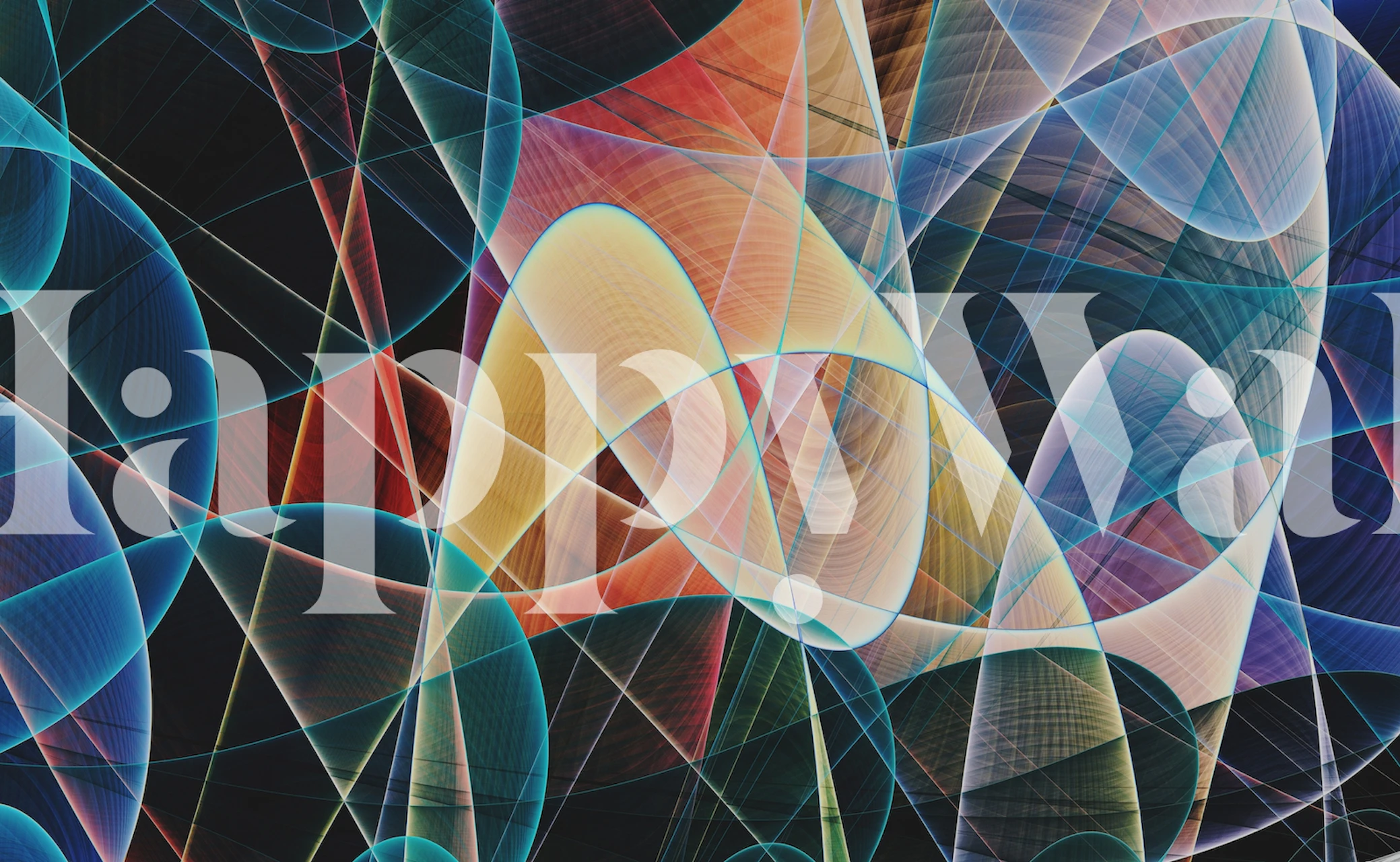 Colorful geometric shapes with curved lines wallpaper