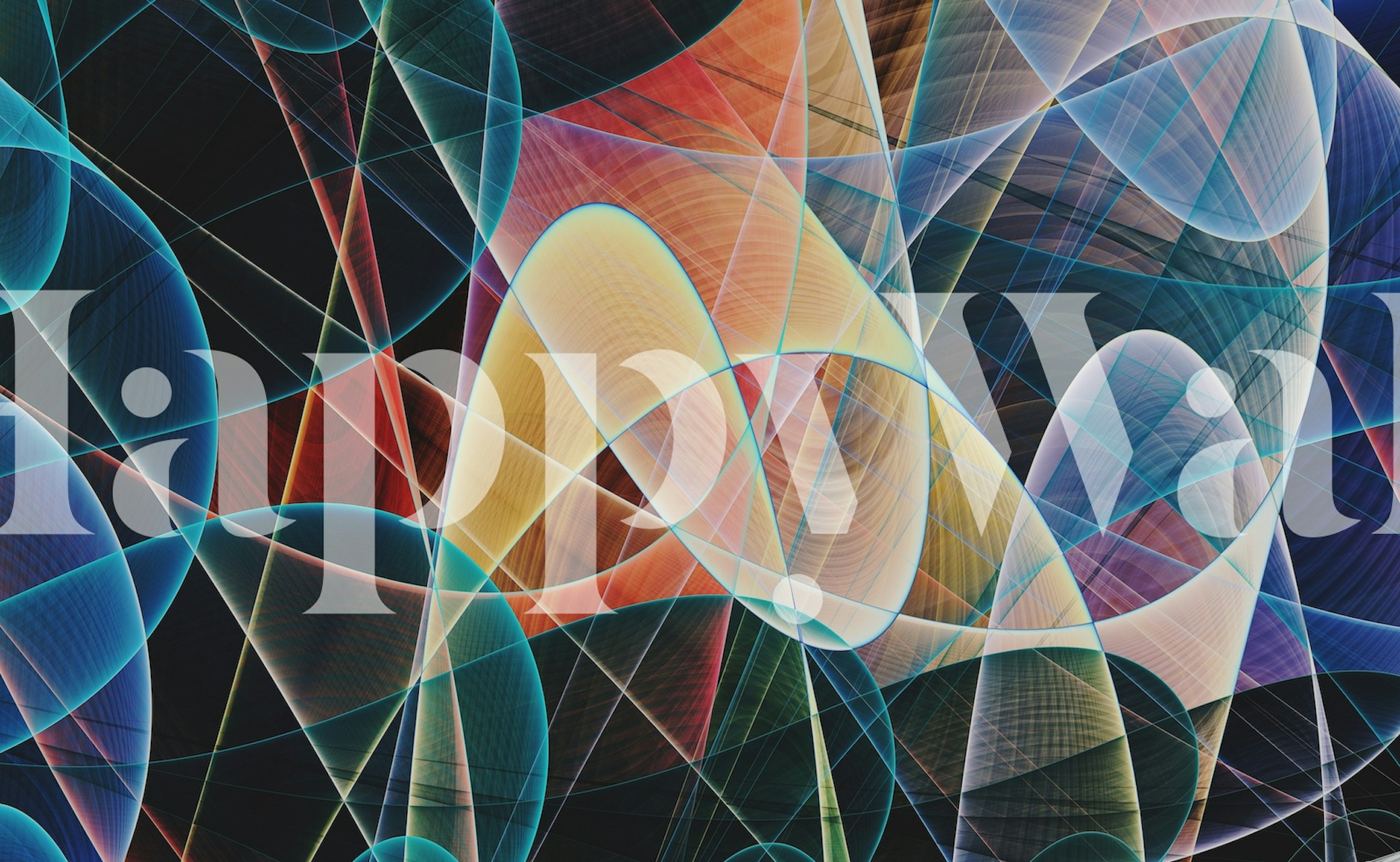 Colorful geometric shapes with curved lines wallpaper