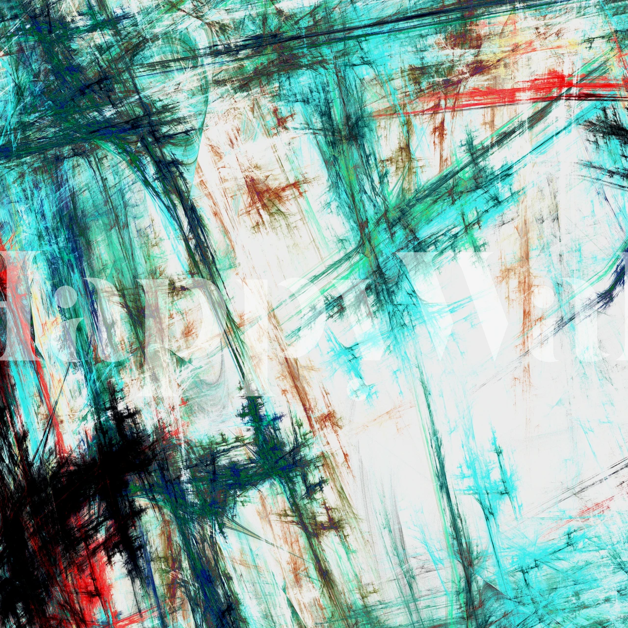 Rustic abstract wallpaper with blue and red fractal patterns