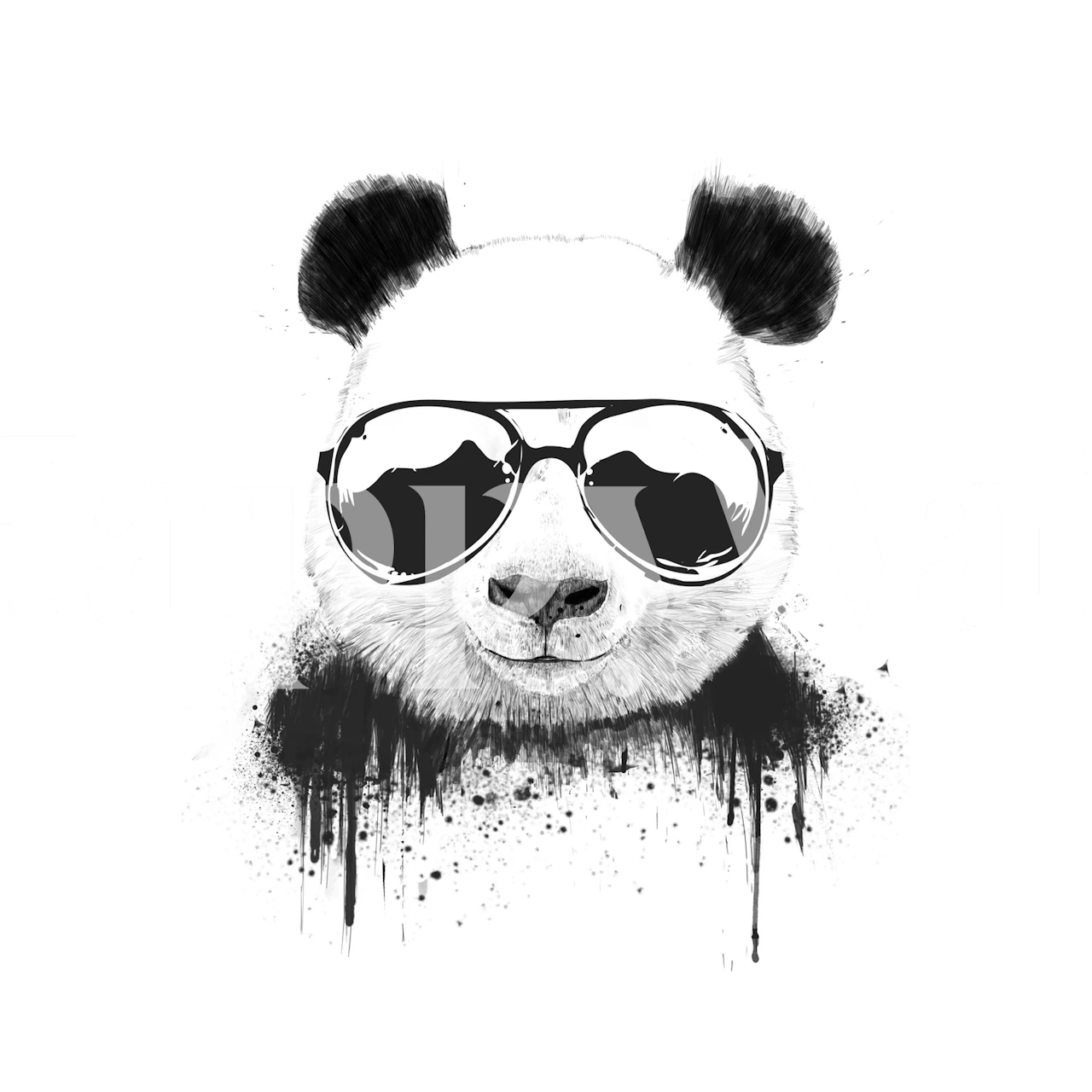 Black and white panda wall mural with sunglasses