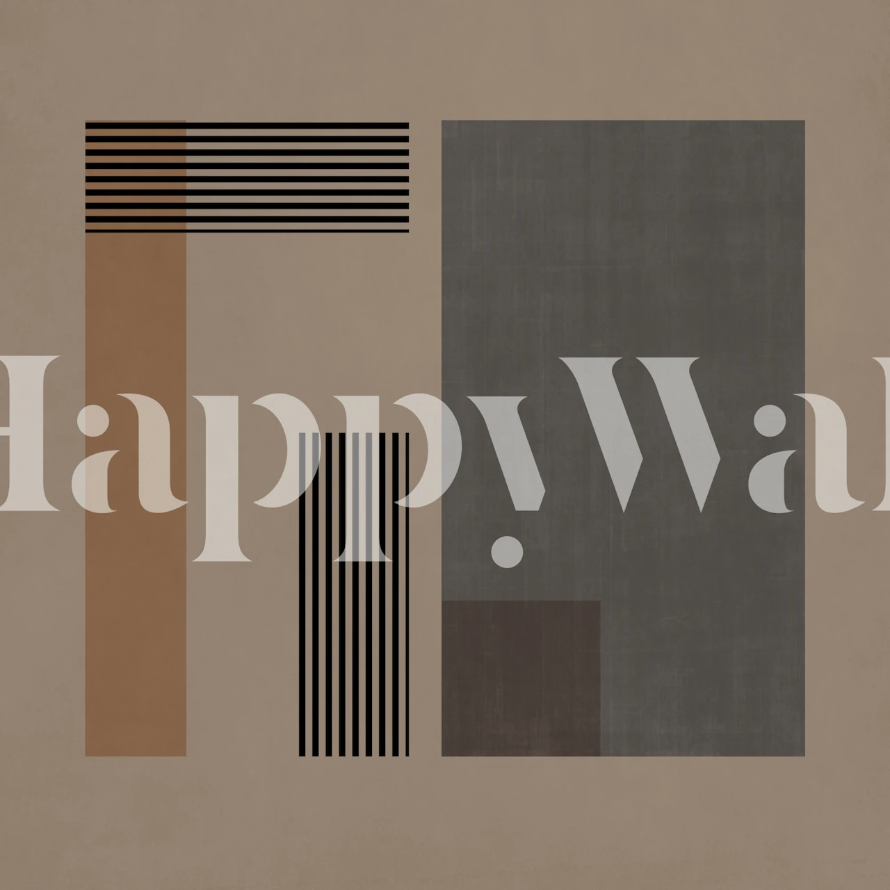 Fotomural geométrico abstracto con rectángulos y líneas en tonos neutros