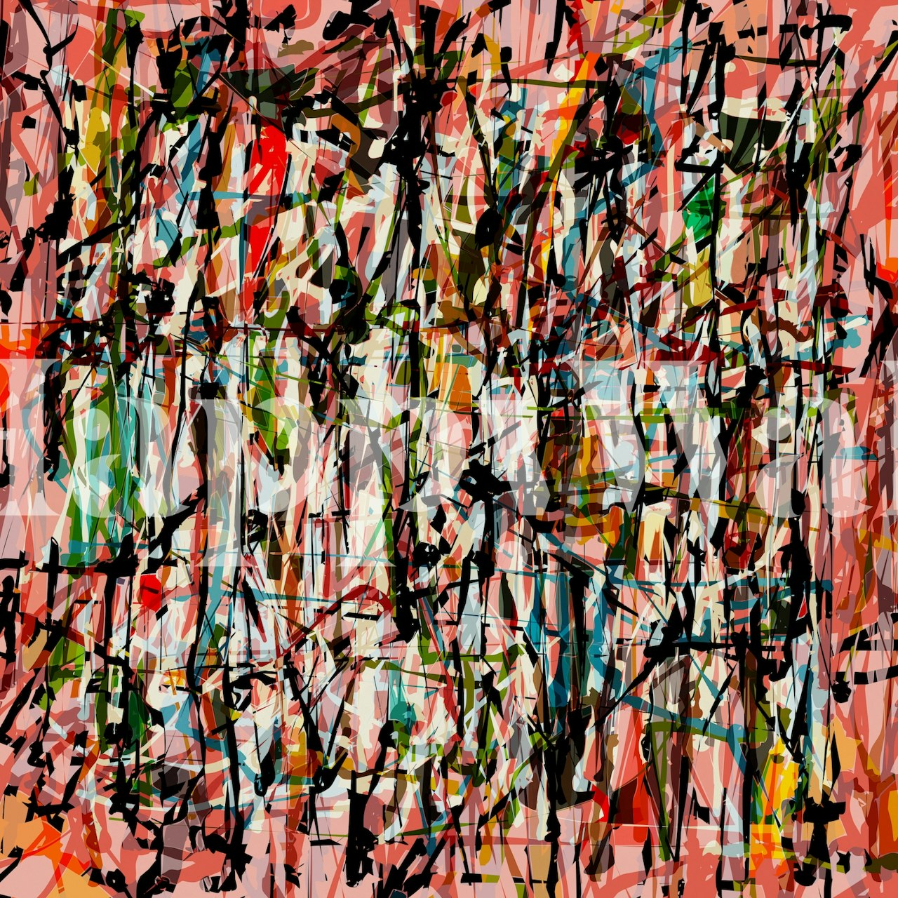 Colored Pollock wallpaper design in a room