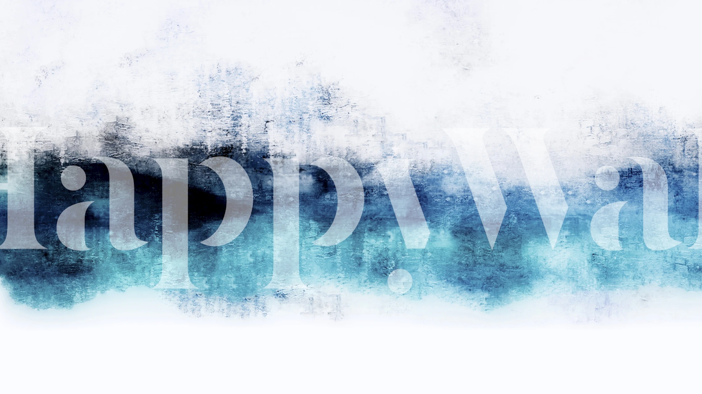 Watercolor waves in blue and white on wallpaper