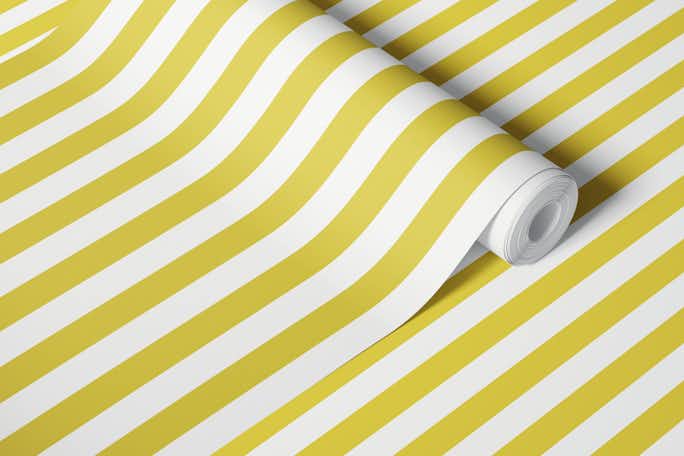 Summer stripes - yellow whitewallpaper roll