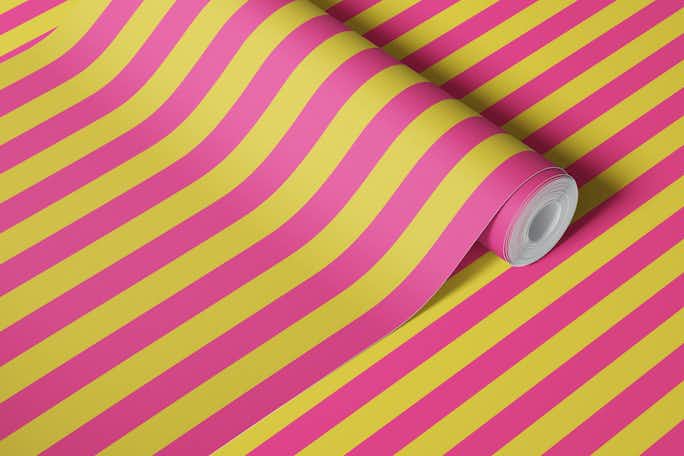 70s Stripes - Empire Yellow / Hot Pinkwallpaper roll