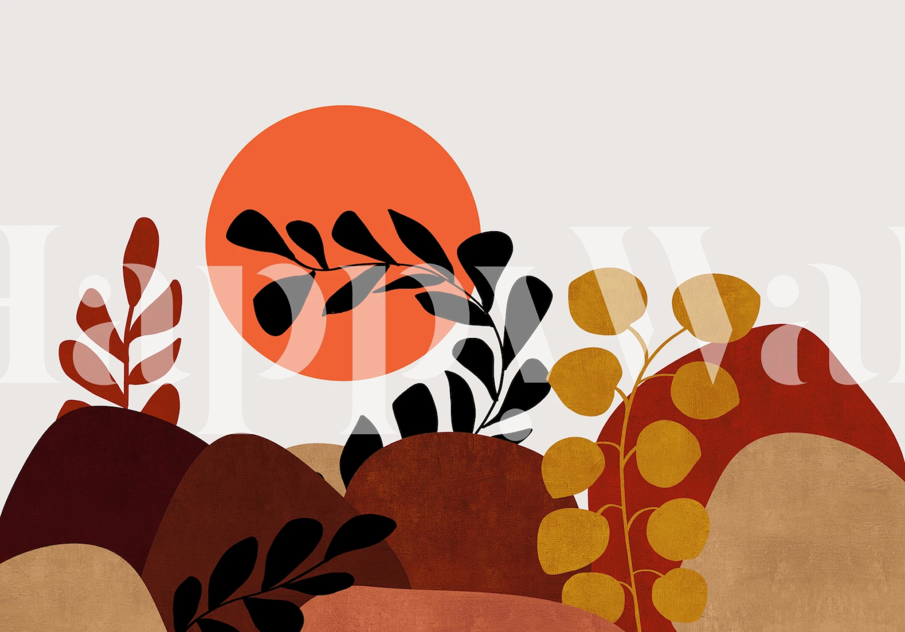 A tropical landscape 4 wallpaper in a room