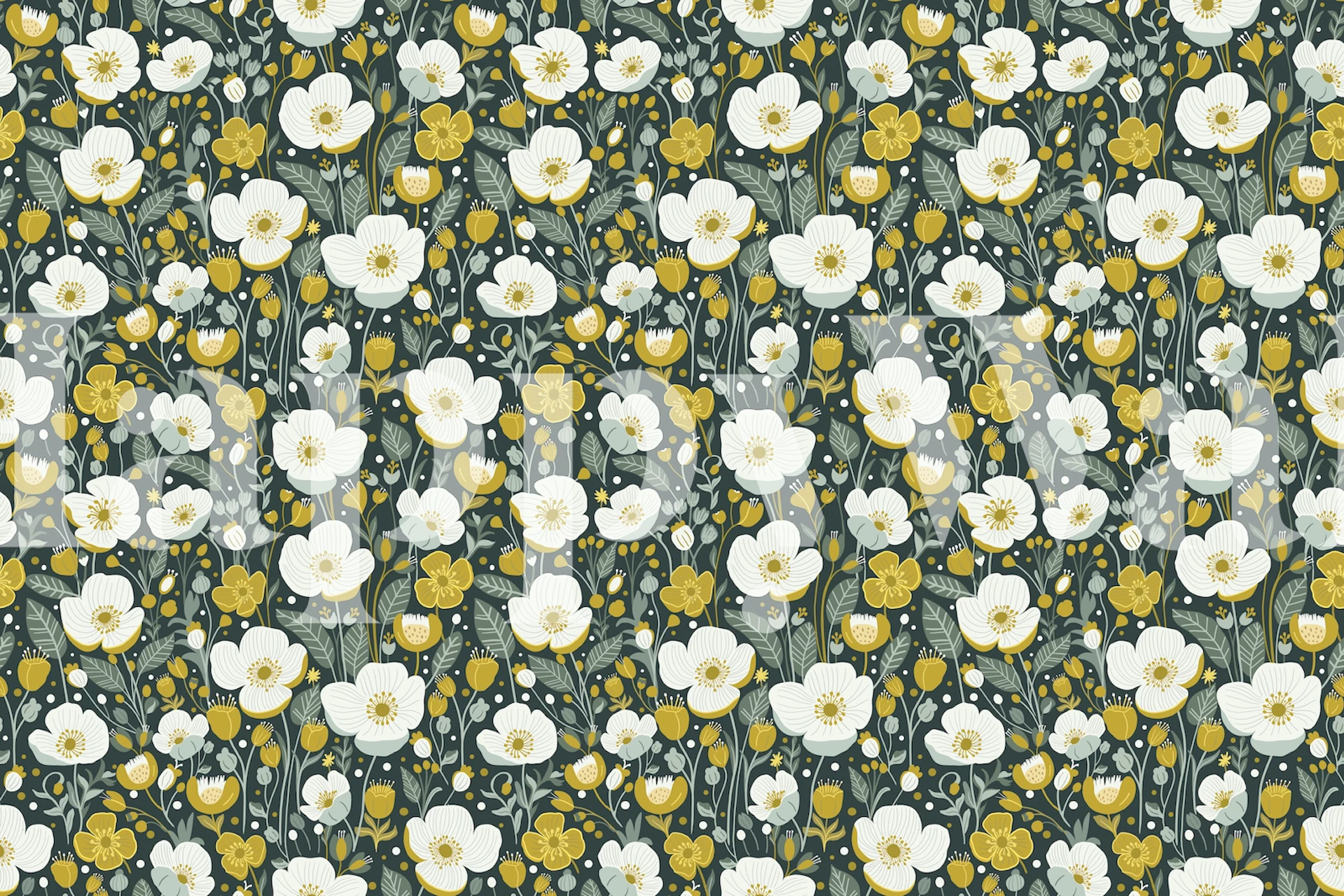 Zidni mural s ljuticima i lišćem za uređenje doma