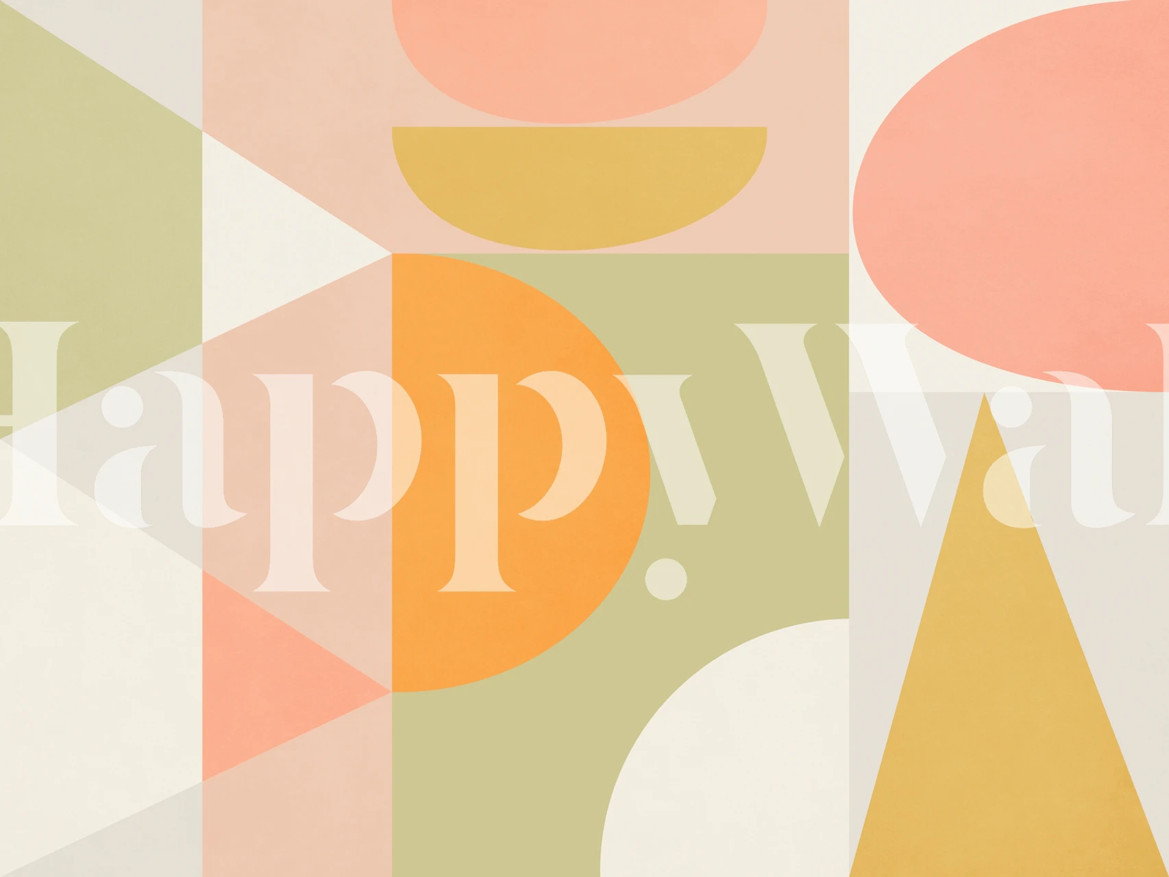 Abstract geometric shapes in peach, orange, green, and cream wallpaper