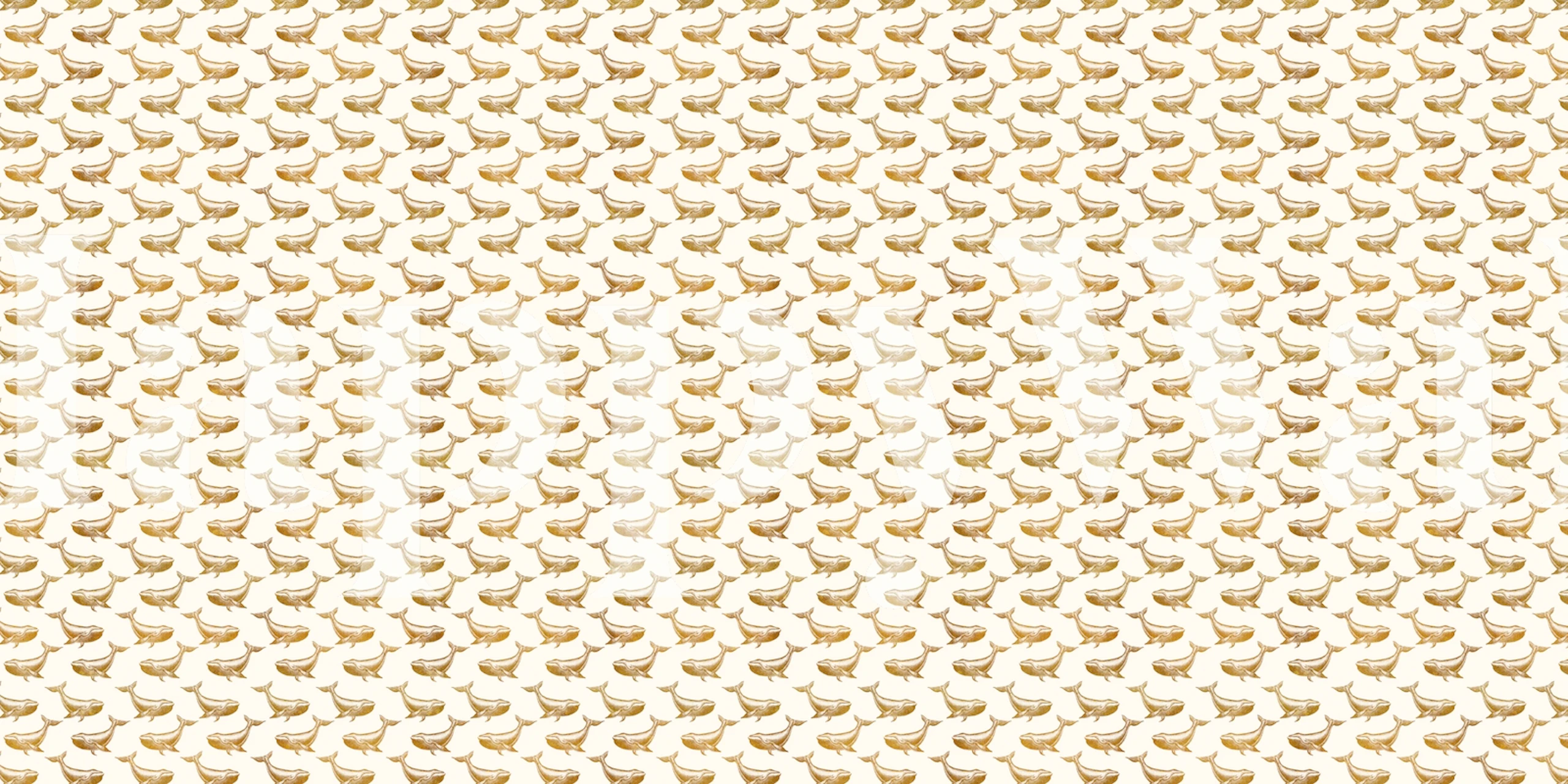 Behangpatroon Whale Gold Vintage in een kamer